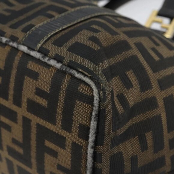 FENDI Zucca Canvas Hand Bag Brown Black gold Auth 146809 - Picture 4 of 16